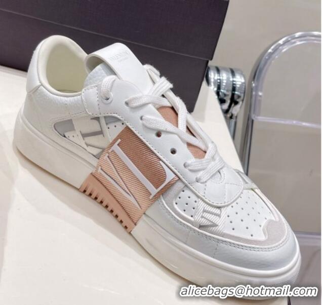 Best Product Valentino VLTN Calfskin Low-top Sneakers White/Apricot 062556