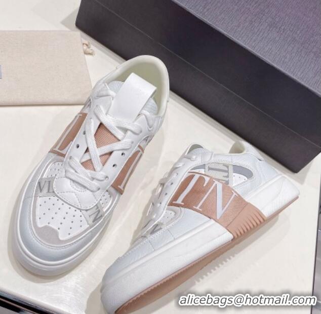 Best Product Valentino VLTN Calfskin Low-top Sneakers White/Apricot 062556