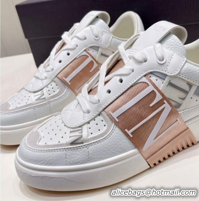 Best Product Valentino VLTN Calfskin Low-top Sneakers White/Apricot 062556