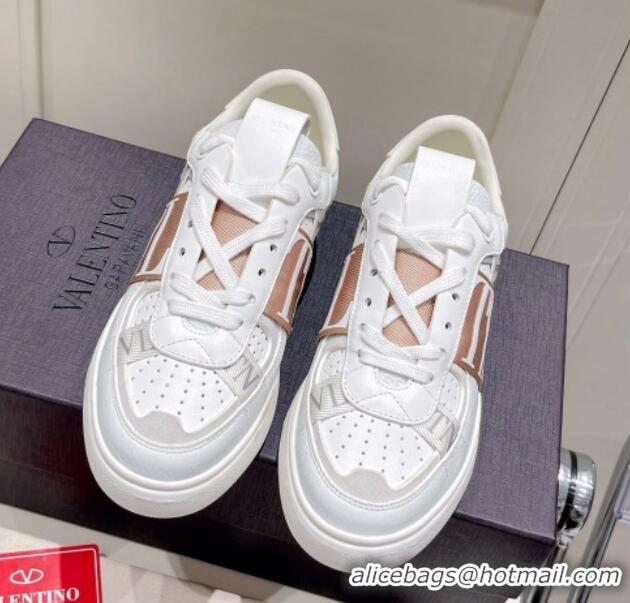 Best Product Valentino VLTN Calfskin Low-top Sneakers White/Apricot 062556