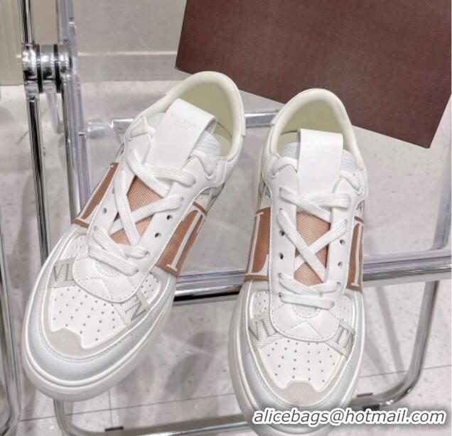 Best Product Valentino VLTN Calfskin Low-top Sneakers White/Apricot 062556