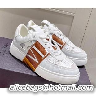 Top Grade Valentino VLTN Calfskin Low-top Sneakers White/Brown 062557