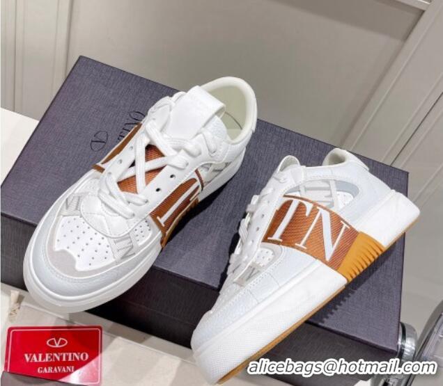 Top Grade Valentino VLTN Calfskin Low-top Sneakers White/Brown 062557