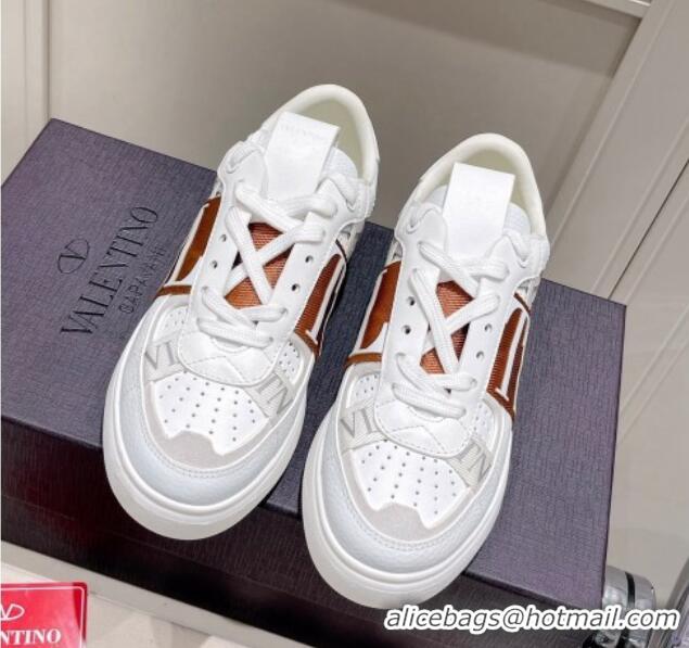 Top Grade Valentino VLTN Calfskin Low-top Sneakers White/Brown 062557