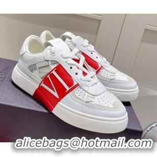 Luxury Cheap Valentino VLTN Calfskin Low-top Sneakers White/Red 062558