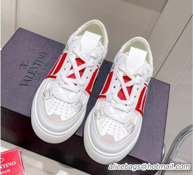 Luxury Cheap Valentino VLTN Calfskin Low-top Sneakers White/Red 062558