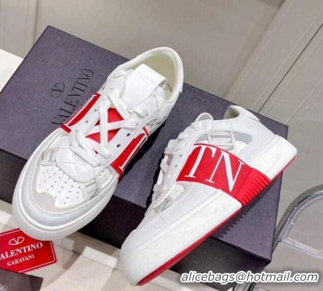 Luxury Cheap Valentino VLTN Calfskin Low-top Sneakers White/Red 062558