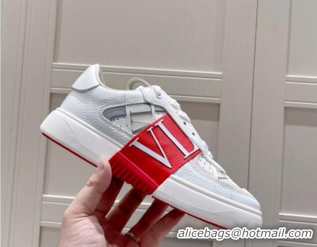 Luxury Cheap Valentino VLTN Calfskin Low-top Sneakers White/Red 062558