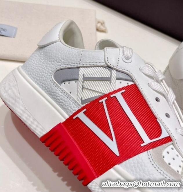 Luxury Cheap Valentino VLTN Calfskin Low-top Sneakers White/Red 062558