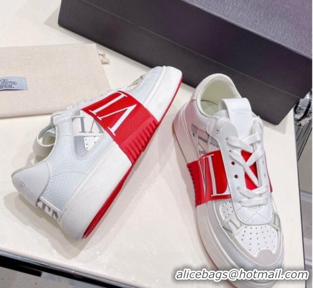 Luxury Cheap Valentino VLTN Calfskin Low-top Sneakers White/Red 062558