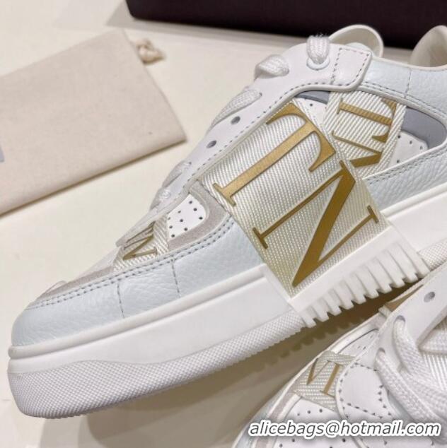 Good Product Valentino VLTN Calfskin Low-top Sneakers White/Gold 062559