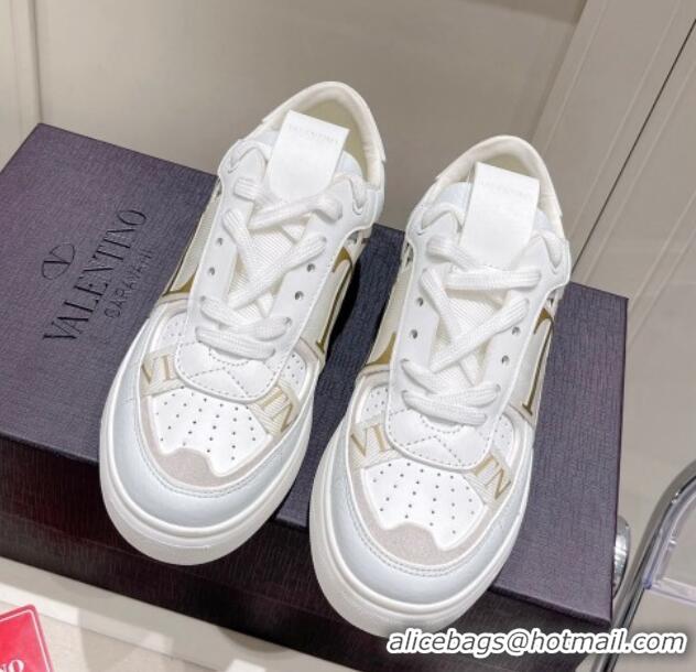 Good Product Valentino VLTN Calfskin Low-top Sneakers White/Gold 062559