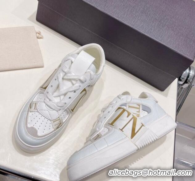 Good Product Valentino VLTN Calfskin Low-top Sneakers White/Gold 062559