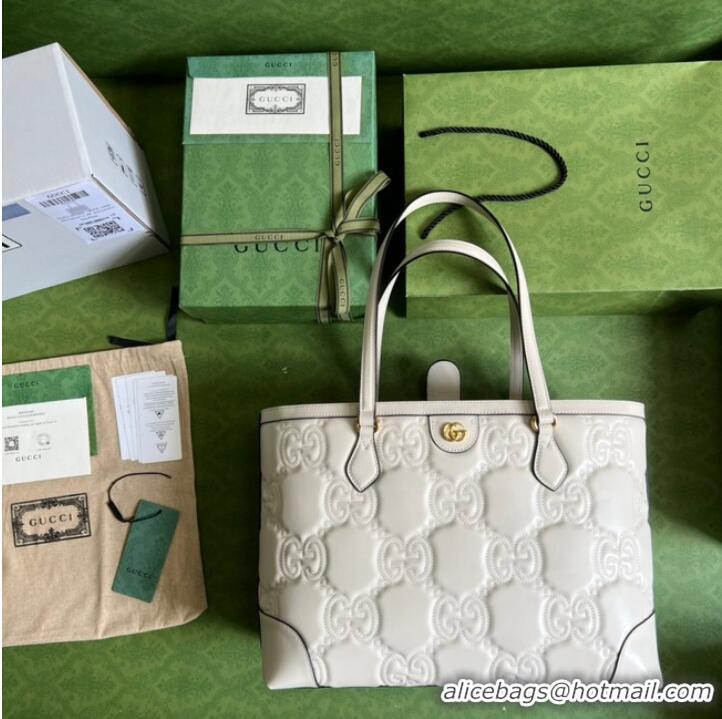 Trendy Design Gucci GG Matelasse leather medium tote 631685 white