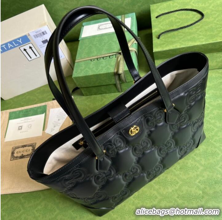 Famous Brand Gucci GG Matelasse leather medium tote 631685 black