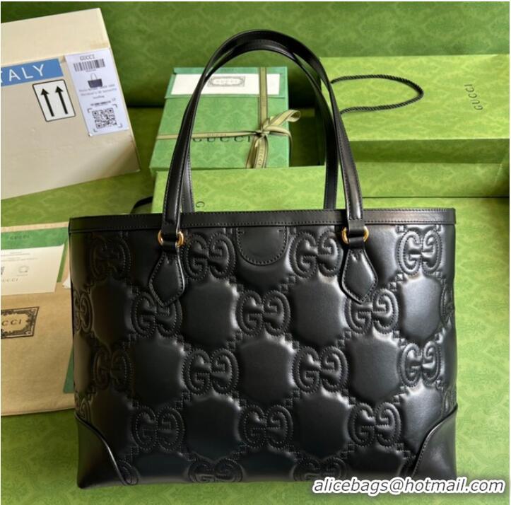 Famous Brand Gucci GG Matelasse leather medium tote 631685 black