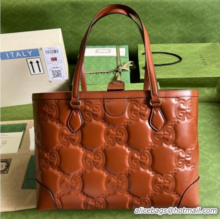 Good Product Gucci GG Matelasse leather medium tote 631685 brown