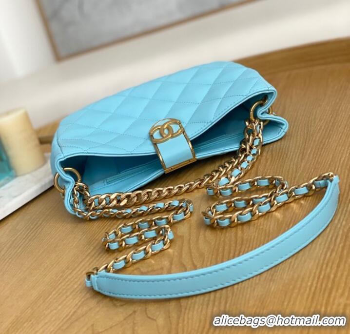 Top Quality Chanel SMALL HOBO BAG AS3476 Light Blue