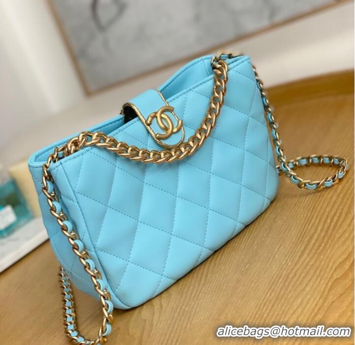 Top Quality Chanel SMALL HOBO BAG AS3476 Light Blue