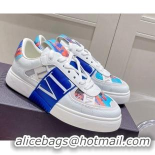 Charming Valentino VLTN Print Calfskin Low-top Sneakers Blue 062562