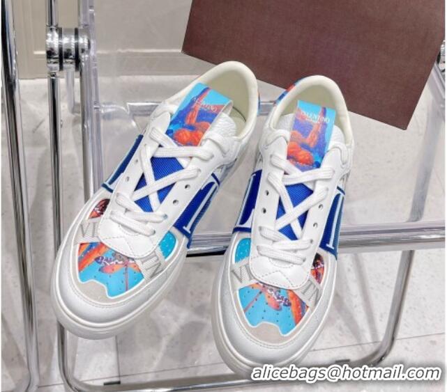 Charming Valentino VLTN Print Calfskin Low-top Sneakers Blue 062562