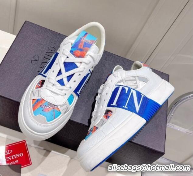 Charming Valentino VLTN Print Calfskin Low-top Sneakers Blue 062562