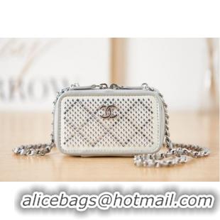 Famous Brand CHANEL SMALL VANITY WITH CHAIN AS2856 silver