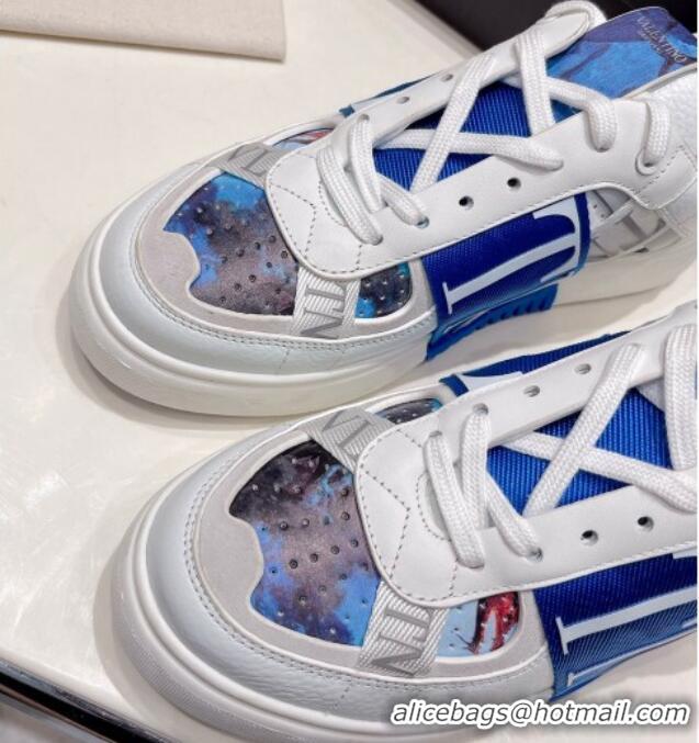 Popular Style Valentino VLTN Print Calfskin Low-top Sneakers Blue 062565