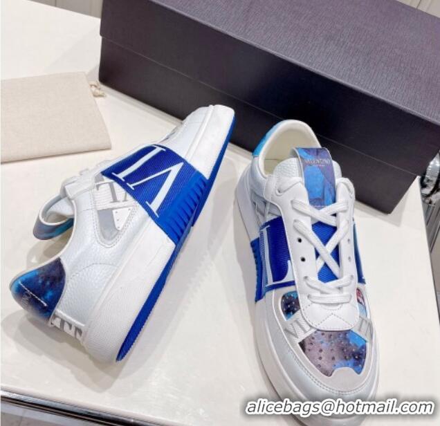 Popular Style Valentino VLTN Print Calfskin Low-top Sneakers Blue 062565