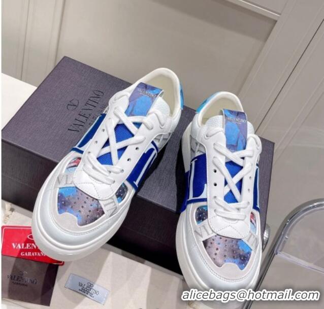 Popular Style Valentino VLTN Print Calfskin Low-top Sneakers Blue 062565