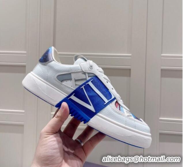 Popular Style Valentino VLTN Print Calfskin Low-top Sneakers Blue 062565