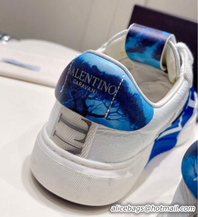 Popular Style Valentino VLTN Print Calfskin Low-top Sneakers Blue 062565