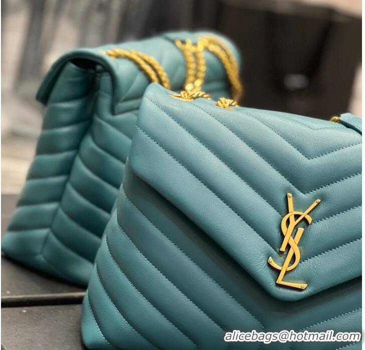 Trendy Design SAINT LAURENT LOULOU CHAIN BAG IN QUILTED Y LEATHER 487216 Lake blue