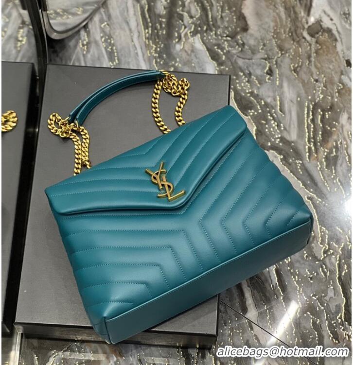 Trendy Design SAINT LAURENT LOULOU CHAIN BAG IN QUILTED Y LEATHER 487216 Lake blue