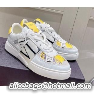 Classic Hot Valentino VLTN Print Calfskin Low-top Sneakers Yellow 2062567