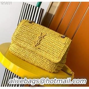 Shop Grade SAINT LAURENT NIKI MEDIUM CHAIN BAG IN RAFFIA 498894 yellow