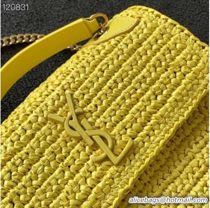 Shop Grade SAINT LAURENT NIKI MEDIUM CHAIN BAG IN RAFFIA 498894 yellow