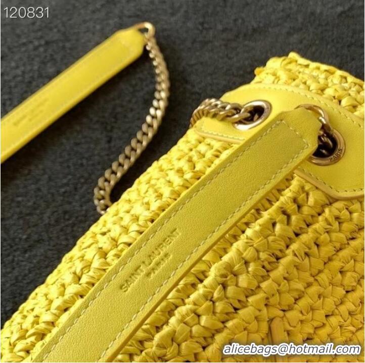 Shop Grade SAINT LAURENT NIKI MEDIUM CHAIN BAG IN RAFFIA 498894 yellow