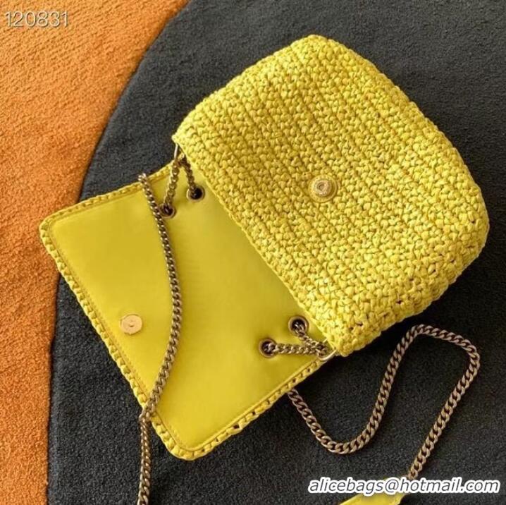 Shop Grade SAINT LAURENT NIKI MEDIUM CHAIN BAG IN RAFFIA 498894 yellow