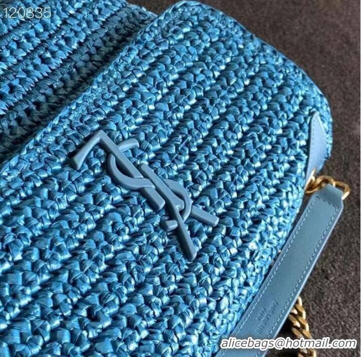 Pretty Style SAINT LAURENT NIKI MEDIUM CHAIN BAG IN RAFFIA 498894 Blue