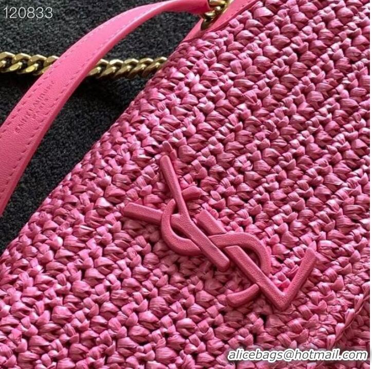 Good Product SAINT LAURENT NIKI MEDIUM CHAIN BAG IN RAFFIA 498894 Plum