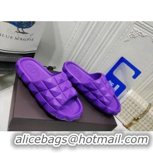 Discount Valentino Roman Stud Turtle Rubger Slide Sandals Purple 070445