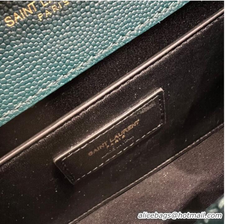 Promotional SAINT LAURENT MONOGRAM CHAIN WALLET IN MIX MATELASSE GRAIN DE POUDRE EMBOSSED LEATHER 620280 GREEN