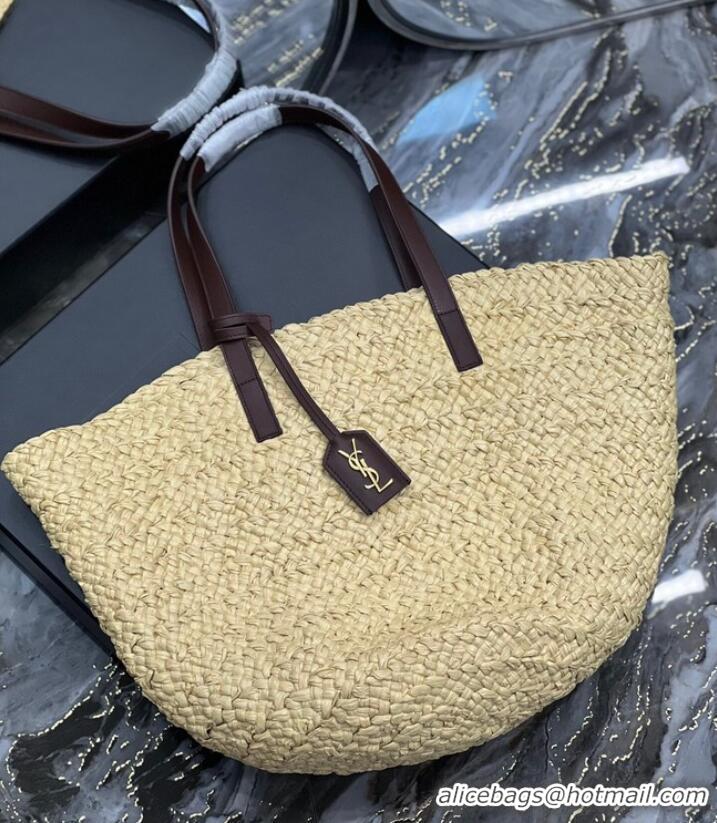 Cheapest SAINT LAURENT PANIER MEDIUM BAG IN RAFFIA 693242 IVORY