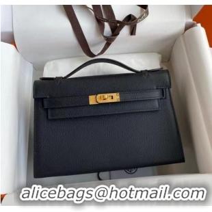 Buy Fashionable Hermes Kelly 22cm Tote Bag Original Leather KL22 Black Gold