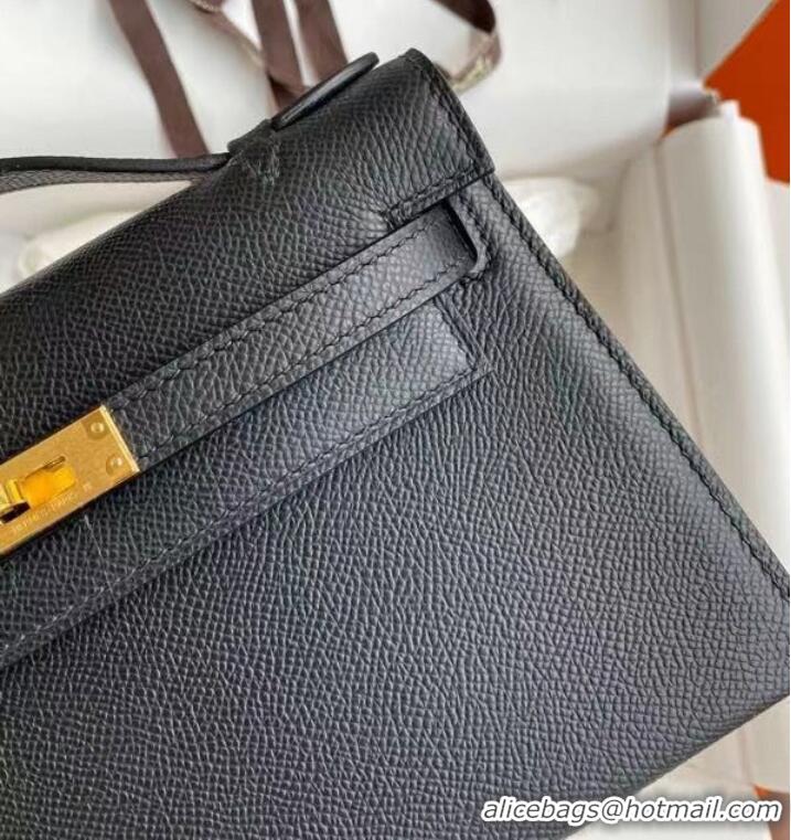 Buy Fashionable Hermes Kelly 22cm Tote Bag Original Leather KL22 Black Gold