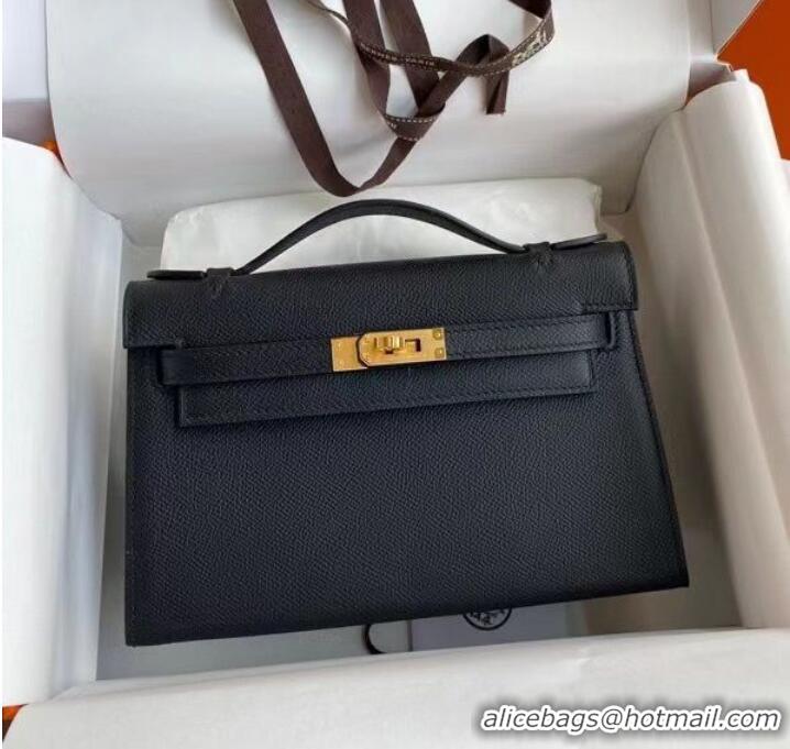 Buy Fashionable Hermes Kelly 22cm Tote Bag Original Leather KL22 Black Gold