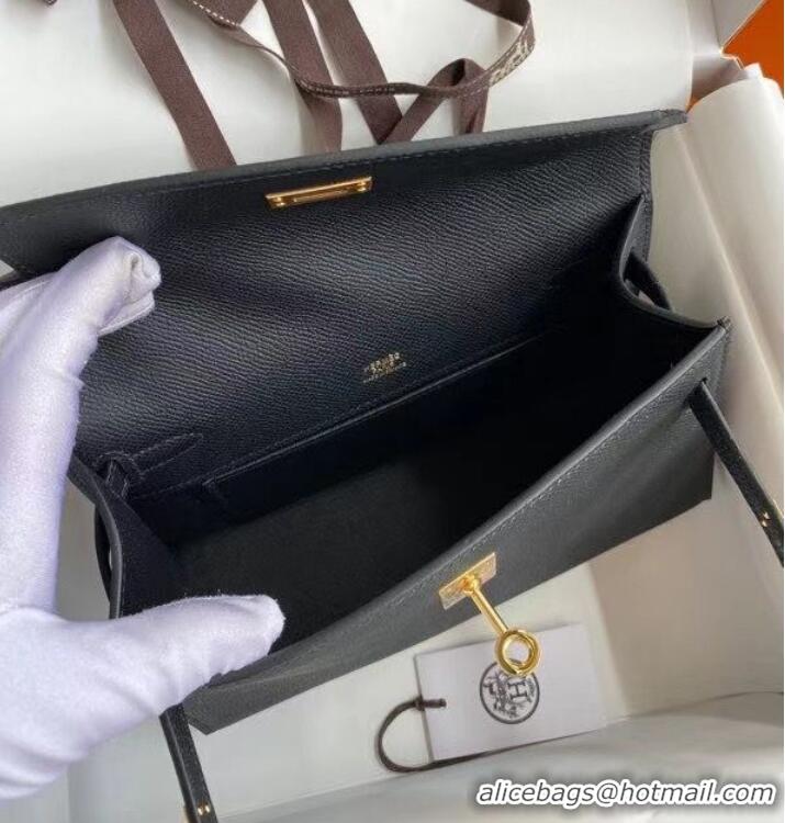 Buy Fashionable Hermes Kelly 22cm Tote Bag Original Leather KL22 Black Gold