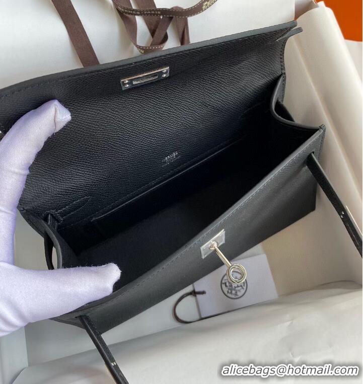 Well Crafted Hermes Kelly 22cm Tote Bag Original Leather KL22 Black Silver