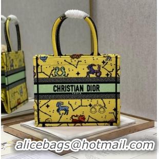 Super Quality SMALL DIOR BOOK TOTE Yellow Multicolor Dior Pixel Zodiac Embroidery M1265ZRTY